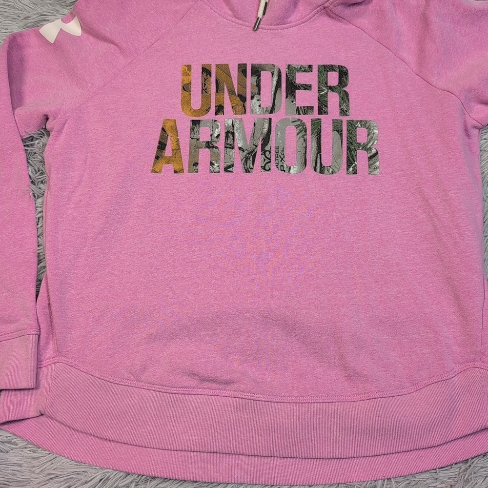 Under Armour Sweatshirt Womens L Pink Hoodie Coldgear Loose Realtree Camo - Picture 8 of 11